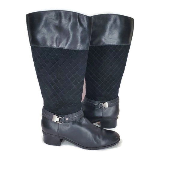 Bandolino BDClassieWomen's Black Tall Side Zip Quilted Riding Boot Size 9.5 - Picture 2 of 15